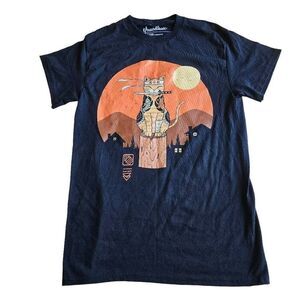Samurai cat shirt black multicolor boys Sz M womens Sz Small threadless